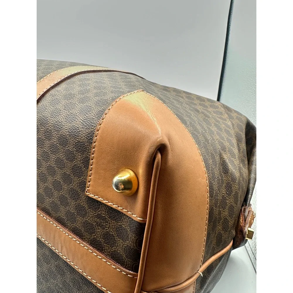 Vintage Celine Macadam Canvas Boston Bag XL Weekender Travel Duffle Carry-On - Picture 12 of 15